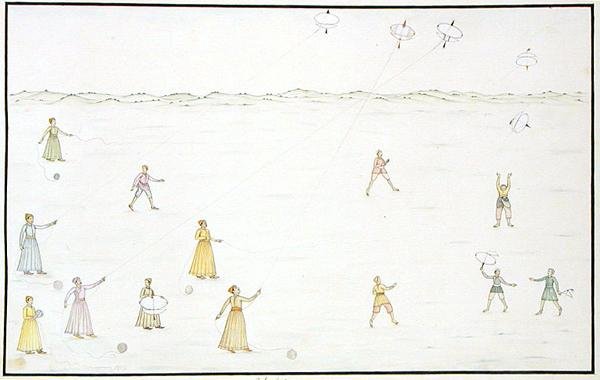 طائرة ورقية طائرة من "The Gentil Album" ، نُشر عام 1774 (جواش على ورق) بواسطة المدرسة الفرنسية