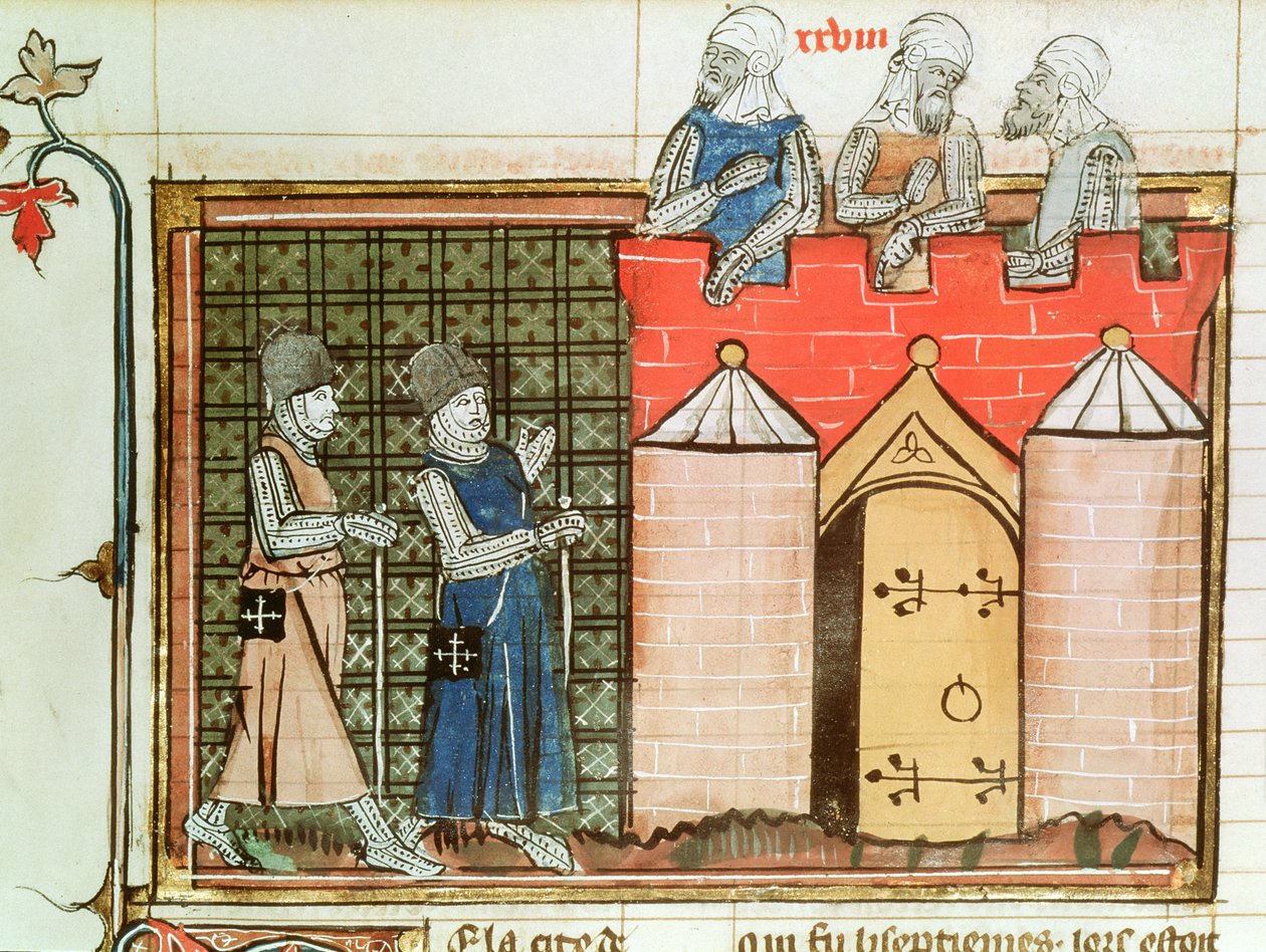 فرسان الهيكل قبل القدس ، من Le Roman de Godefroi de Bouillon بواسطة المدرسة الفرنسية