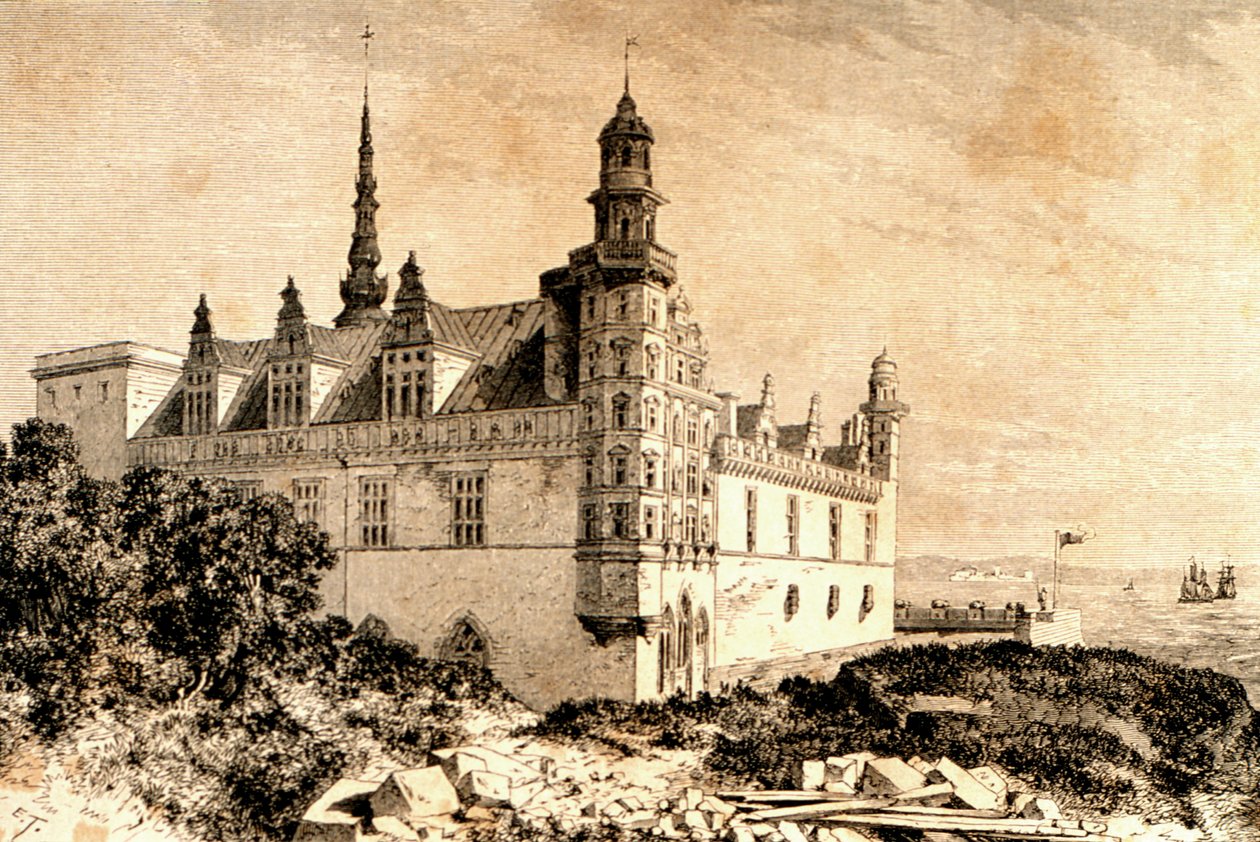 قلعة كرونبورغ ، هيليرود ، الدنمارك ، 1850s ، من `` La Tour du Monde ، نشرت باريس ، 1860s بواسطة المدرسة الفرنسية