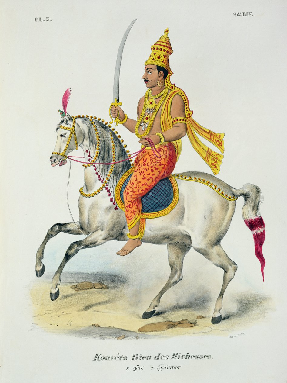 Kubera إله الثروة ، محفور بواسطة C. de Motte (1785-1836) بواسطة المدرسة الفرنسية