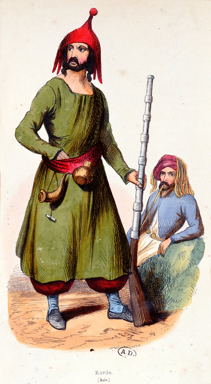 المحاربون الكرديون ، 1840 (نقش الألوان) بواسطة المدرسة الفرنسية