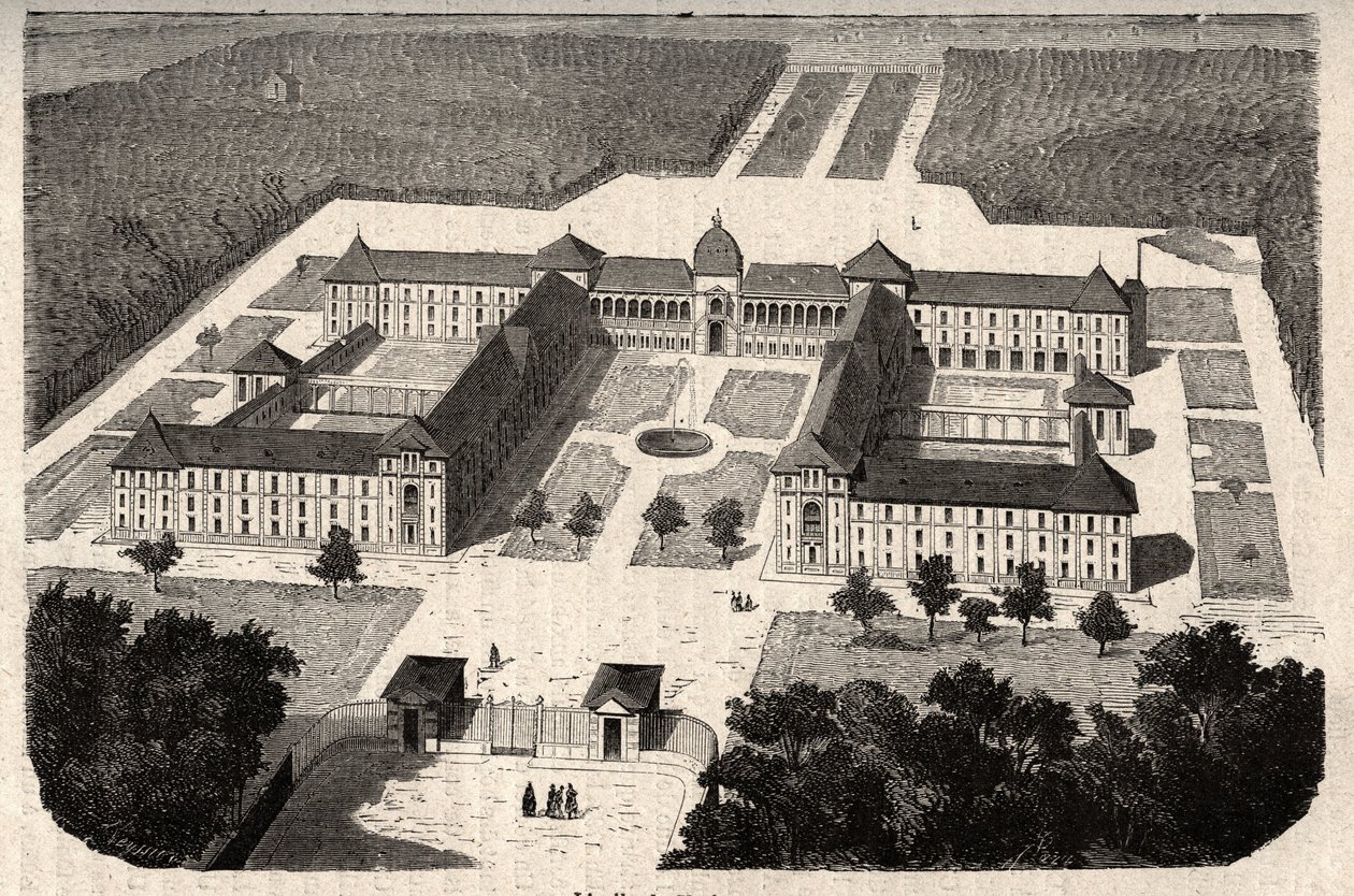 Asylum Imperial du Vesinet (مستشفى Vesinet الحالي) في إيفلين - نقش في "" PATILE "- الوصف البصري لفرنسا في 6 مجلدات بواسطة LUCIEN HUARD - نهاية القرن التاسع عشر بواسطة المدرسة الفرنسية