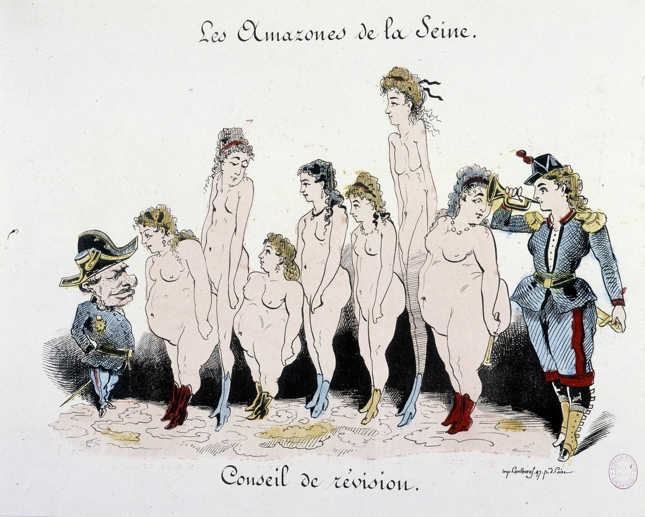 La Commune: لوحة مراجعة Amazons of the Seine - رسم ، Musee Carnavalet بواسطة المدرسة الفرنسية