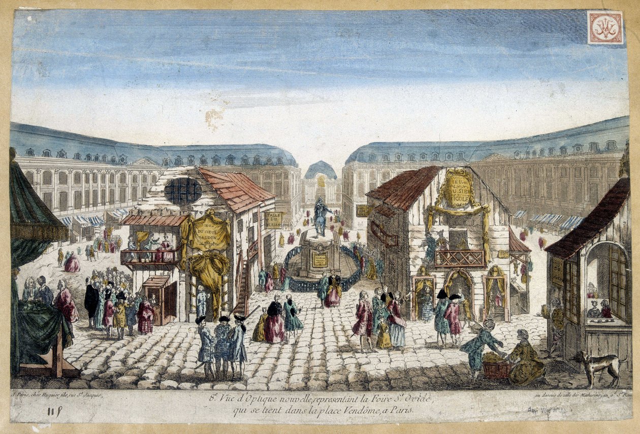 La Foire St Ovide ، ضع Vendome في باريس - نقش بواسطة المدرسة الفرنسية