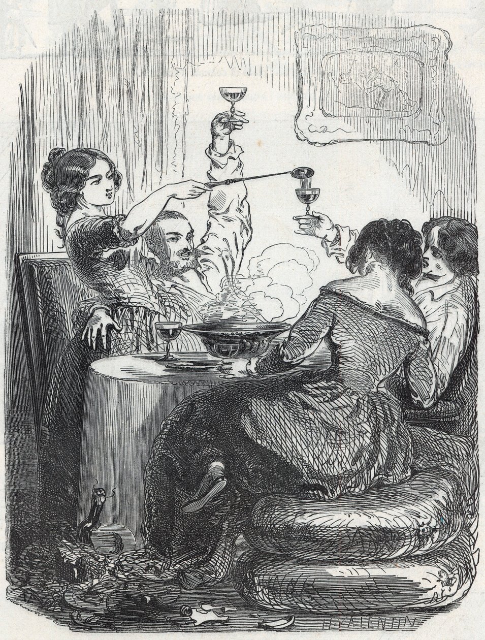 يقع مطعم La Maison Doree في 20 ، Boulevard des Italians في الدائرة التاسعة من باريس - نقش في "Tableau-de-Paris" بواسطة Edmond Texier 1852 بواسطة المدرسة الفرنسية