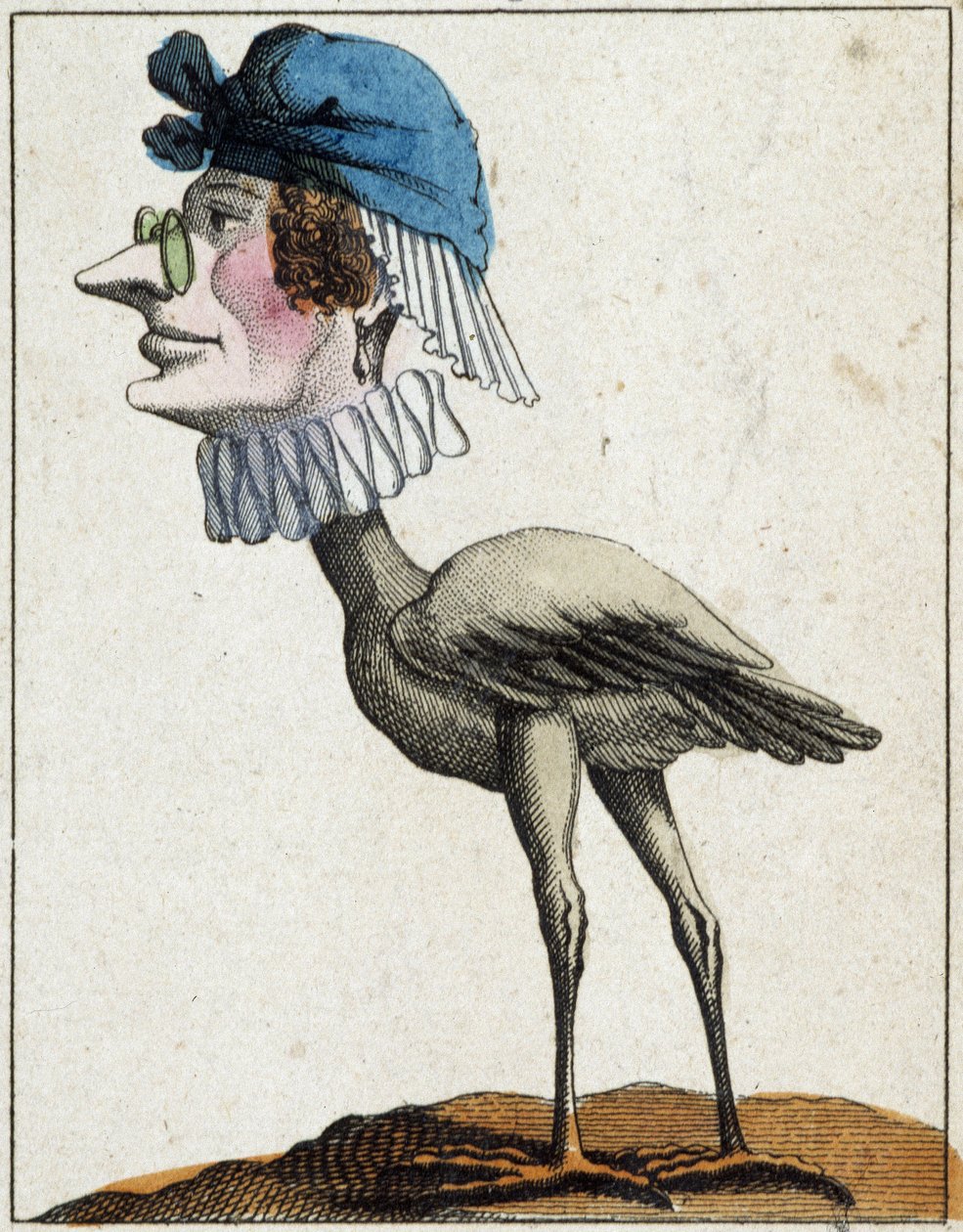 La Stork in Caricature, study of character “volatile character” sd. 19th, popular imagery. بواسطة المدرسة الفرنسية