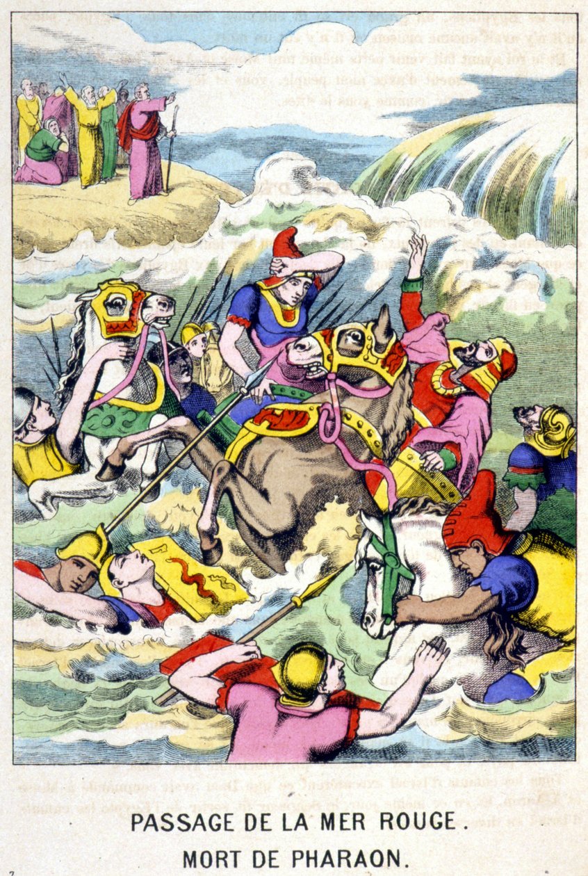 La mort de Pharaoh au passage de la mer rouge - in “” Vie de Moses””, ed. Olivier Pinot, Epinal, late 19th century بواسطة المدرسة الفرنسية