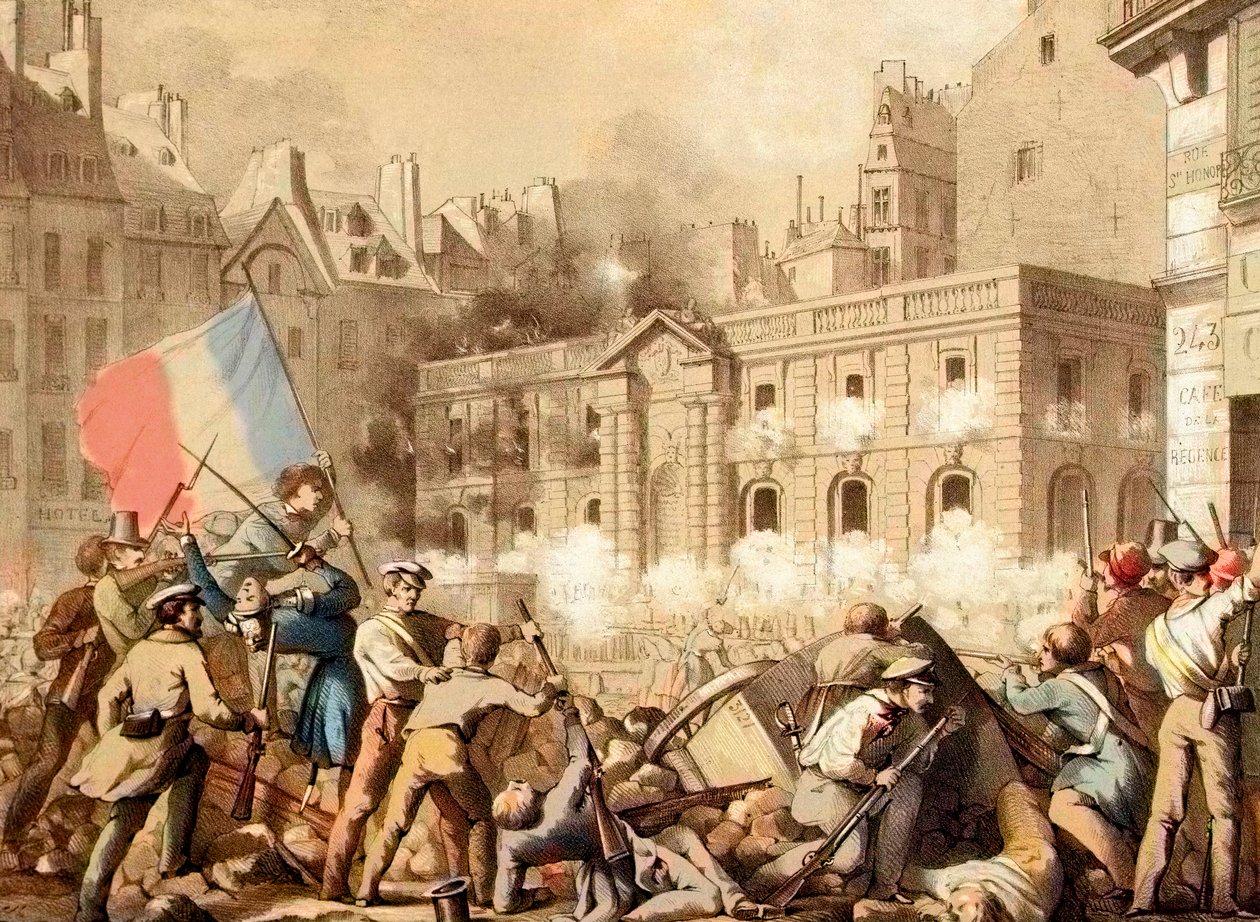 الاستيلاء على Chateau d'Eau - Revolution de 1848 - الاستيلاء على Chateau d'Eau ، Place du Palais-Royal ، في 24 فبراير بواسطة المدرسة الفرنسية