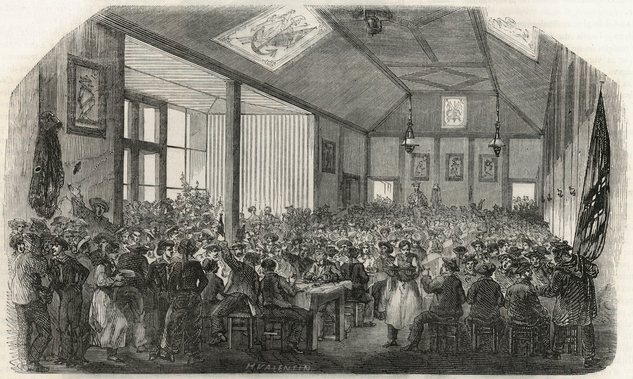 La taverne des Canotiers في بيرسي في القرن التاسع عشر - نقش في "Tableau-de-Paris" بواسطة إدموند تيكسييه 1852 بواسطة المدرسة الفرنسية
