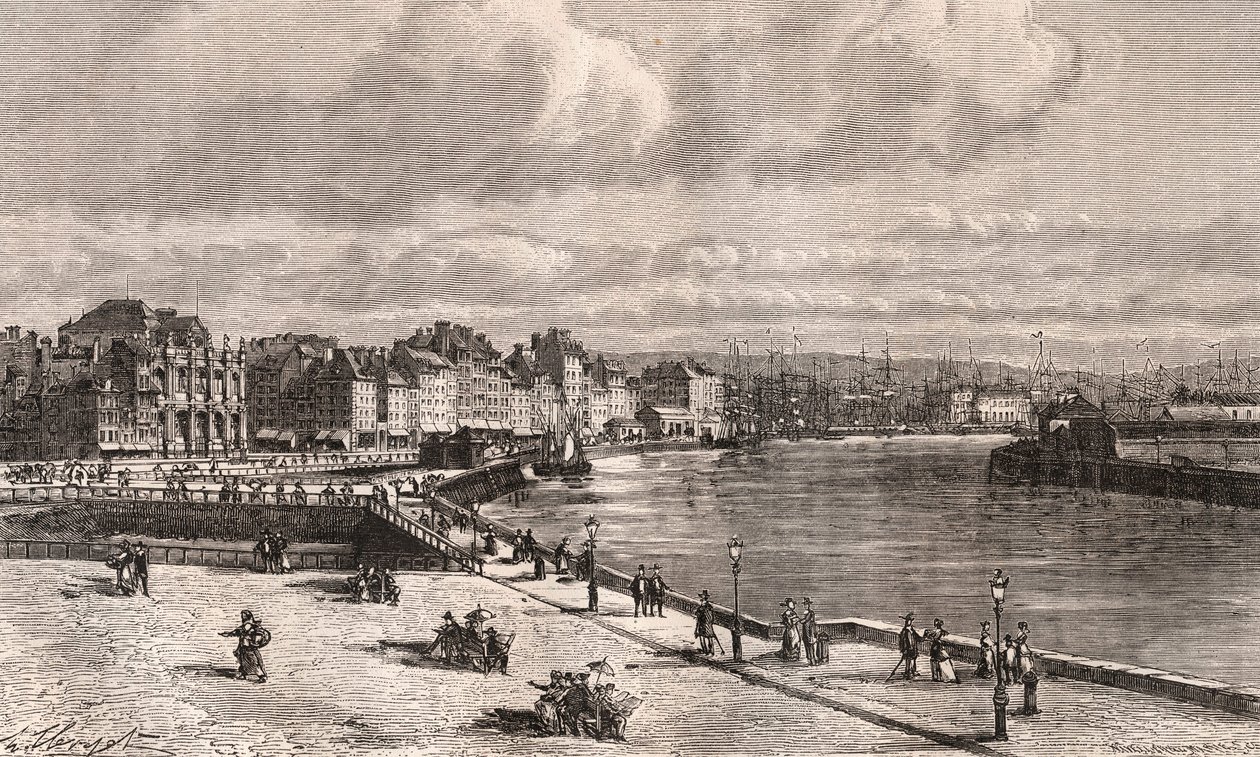 لوهافر - نورماندي - نقش في "La France Illustré: الجغرافيا والتاريخ وإحصاء الإدارة" بقلم VA Malt-Brown. 1884 بواسطة المدرسة الفرنسية