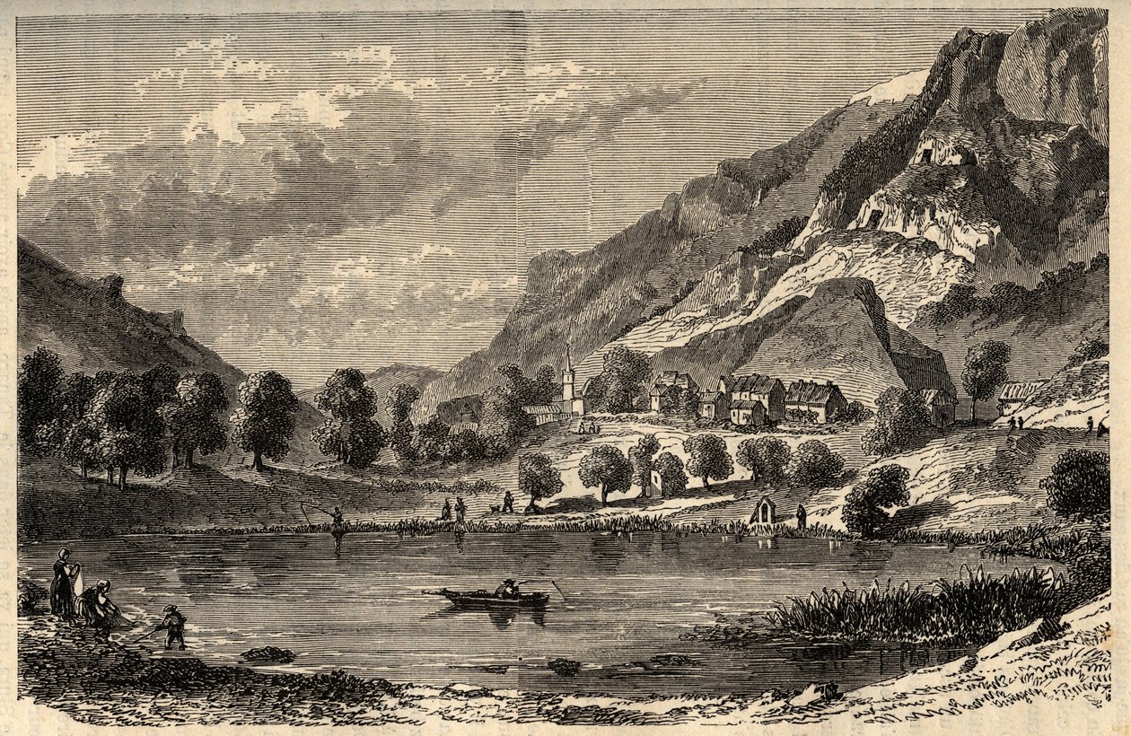 Le Lauzet-Ubaye - Le lac du Lauzet - بلدية في مقاطعة Alpes-de-Haute-Provence في جنوب شرق فرنسا - نقش في "" PATRIE "- صورة وصفية أساسية لفرنسا في 6 مجلدات بواسطة لوسين هوارد - نهاية القرن التاسع عشر بواسطة المدرسة الفرنسية