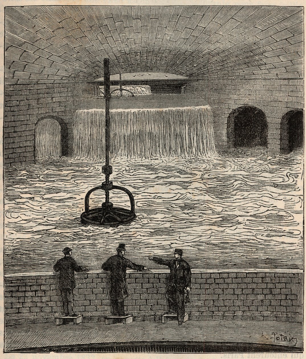 لو ريسوار دو مونتسوريس (خزان دي لا فان) ، أحد خزانات المياه الخمسة الرئيسية في باريس - نقش في "" العلوم التي جلبها الجميع - الفيزياء والكيمياء "من قبل أليكسيس كليرك - نهاية القرن التاسع عشر - مجموعة خاصة بواسطة المدرسة الفرنسية