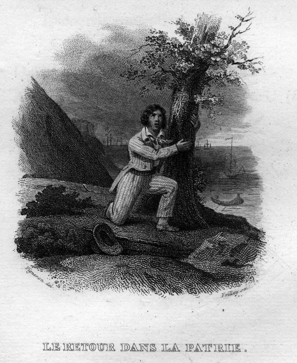 Le retour dans la patrie Chanson de Beranger في "" Oeuvres Completees "(1834) للشاعر وكاتب الأغاني الفرنسي Pierre Jean de Beranger (1780-1857). بواسطة المدرسة الفرنسية