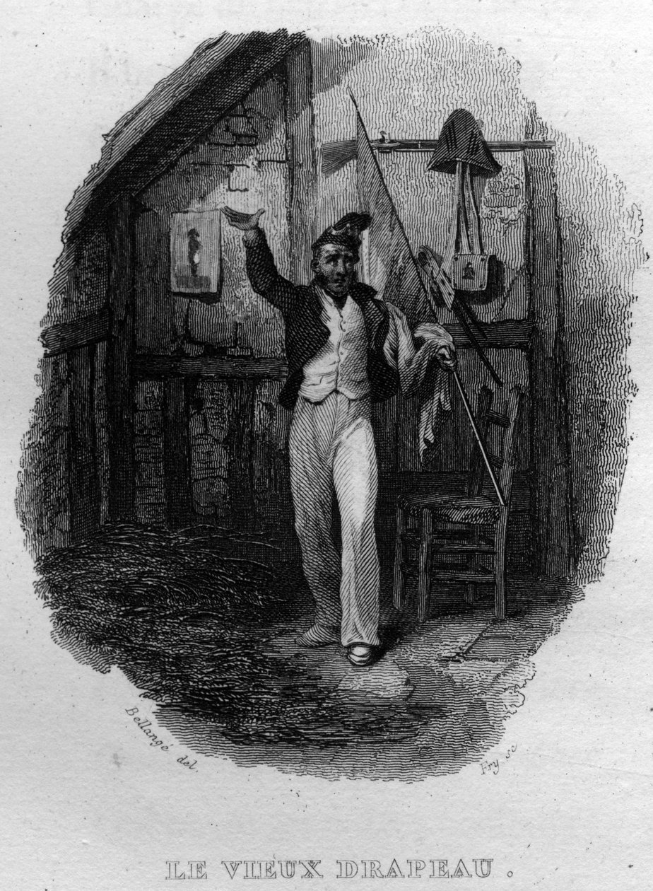 العلم القديم Chanson de Beranger في "الأعمال كاملة" (1834) للشاعر وكاتب الأغاني الفرنسي بيير جان دي بيرانجر (1780-1857). بواسطة المدرسة الفرنسية