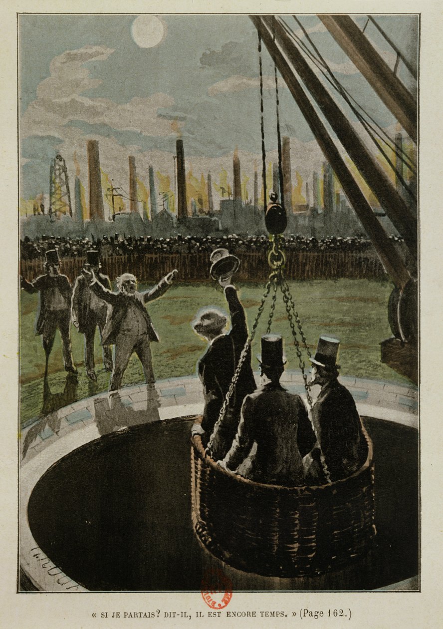 المغادرة إلى القمر ، من الأرض إلى القمر بقلم جول فيرن (1828-1905) المنشور عام 1865 بواسطة المدرسة الفرنسية