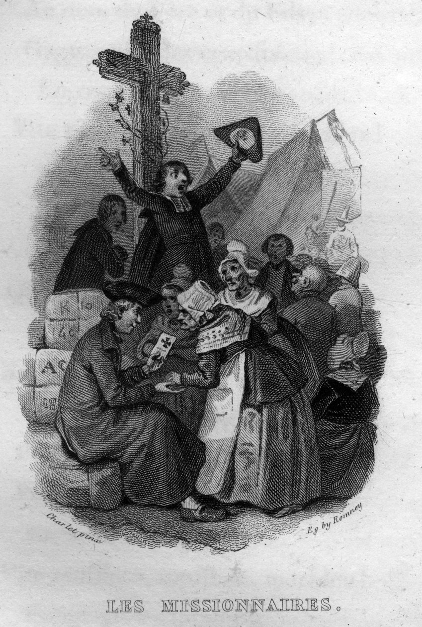 Les Missionionnaires Chanson de Beranger في "" Oeuvres Completees "(1834) من تأليف Pierre Jean de Beranger (1780-1857) ، شاعر وكاتب أغاني فرنسي. بواسطة المدرسة الفرنسية