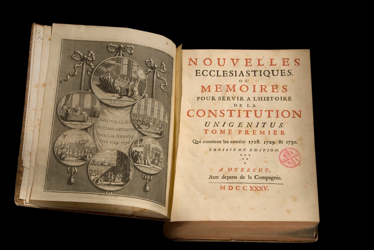 Les Nouvelles ecclesiastiques أو مذكرات لخدمة تاريخ الدستور Unigenitus French Jansenist النشر الأسبوعي. 1735. مكتبة بورت رويال. باريس. بواسطة المدرسة الفرنسية