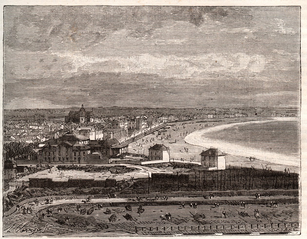 Les Sables d'Olonne (Les Sables d'Olonne) - نقش في "فرنسا اللامعة: الجغرافيا والتاريخ والإدارة الإحصائية" بواسطة VA Malt-Brown. 1884 بواسطة المدرسة الفرنسية