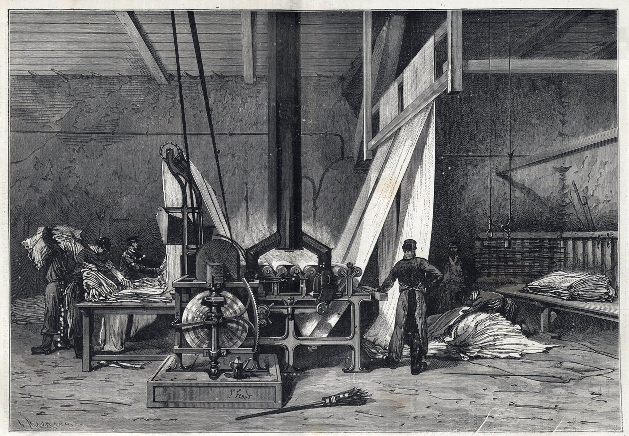 المصانع الكبيرة - صباغة إيري بوتاريل وكليشي لا جارين - لو ميش دي إيتوف - نقش من عام 1869 بواسطة المدرسة الفرنسية