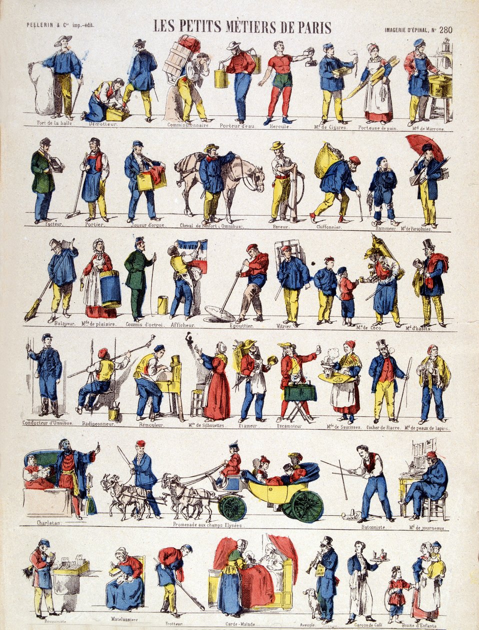 Les petits metiers de Paris ، صورة إبينال من القرن التاسع عشر (نقش) بواسطة المدرسة الفرنسية