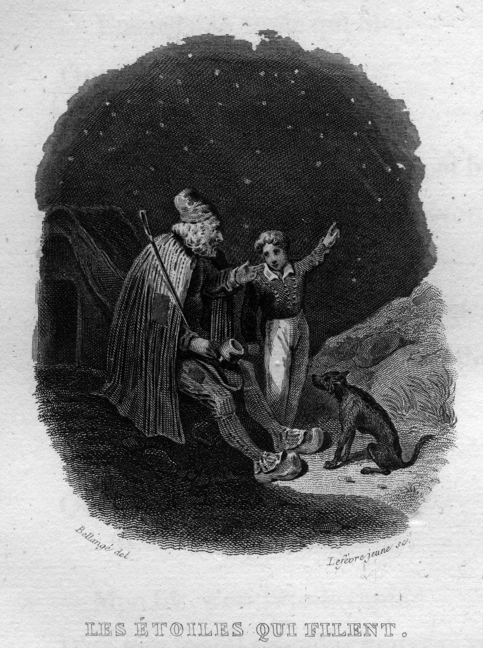 Les stoiles qui filent Chanson de Beranger في "" Oeuvres Completees "(1834) من تأليف Pierre Jean de Beranger (1780-1857) ، الشاعر وكاتب الأغاني الفرنسي. بواسطة المدرسة الفرنسية