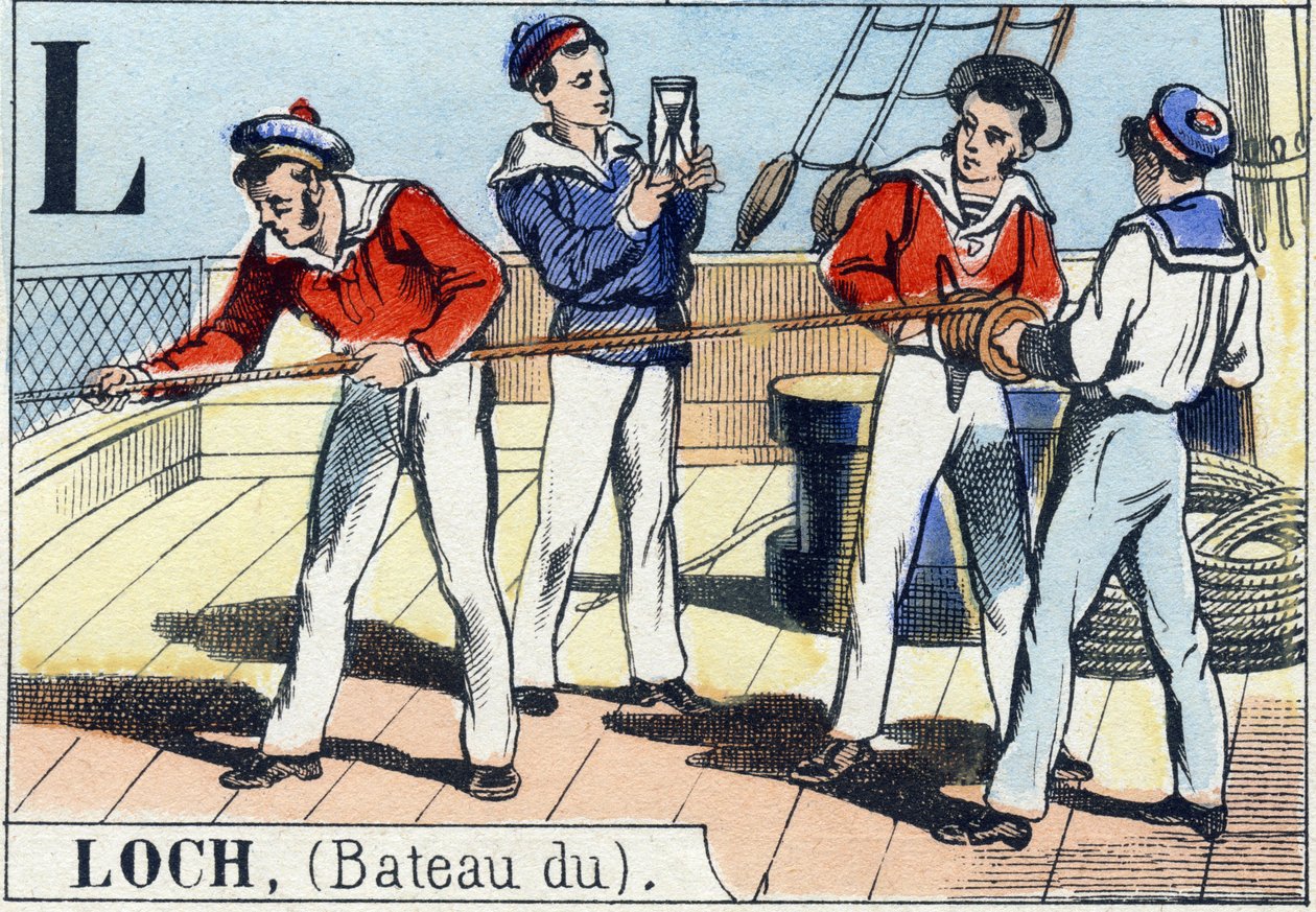 Letter L as loch . Navy alphabet . Epinal image, late 19th century. Stencil-coloured wood engraving بواسطة المدرسة الفرنسية