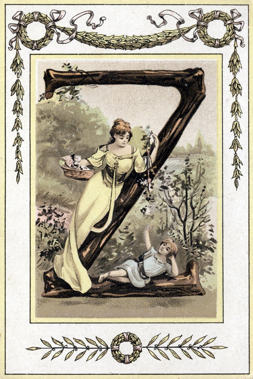 Letter representing a mother and her son, late 19th century (chromolithograph) بواسطة المدرسة الفرنسية