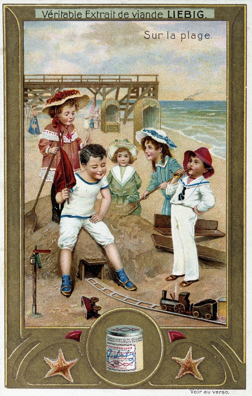 Liebig chromolithography series “” Beach Game”” of children. sd. 19th century بواسطة المدرسة الفرنسية