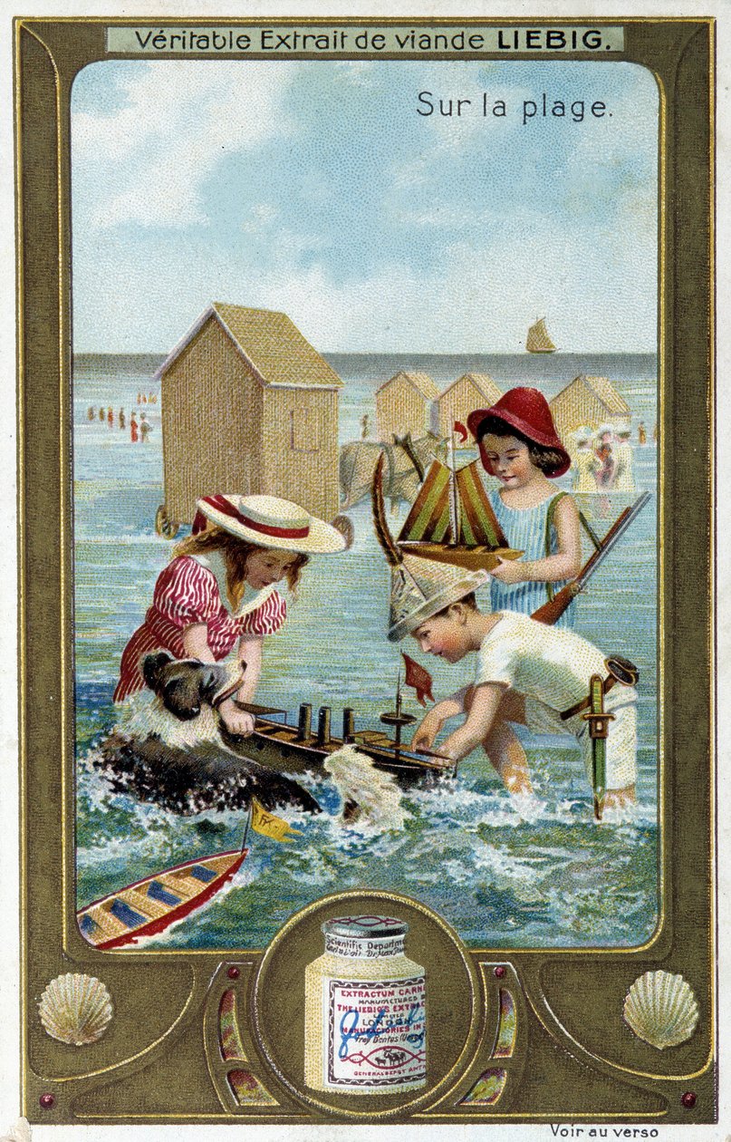 Liebig chromolithography series “” Beach Game”” of children. sd. 19th century بواسطة المدرسة الفرنسية