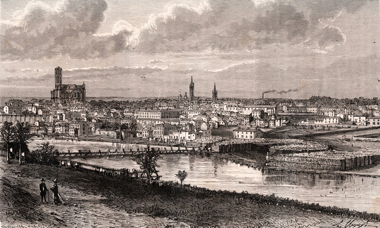 Limoges - Haute-Vienne - نقش في "La France illustree: الجغرافيا والتاريخ والإدارة الإحصائية" بقلم VA Malt-Brown. 1884 بواسطة المدرسة الفرنسية