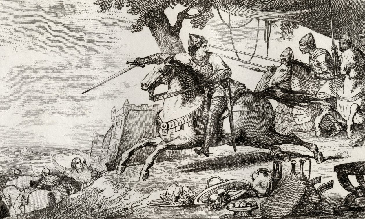 لوثير (941-86) يقود جيشه إلى المعركة ، من "هيستوار دي فرانس" بقلم كولارت ، نُشر عام 1840 بواسطة المدرسة الفرنسية