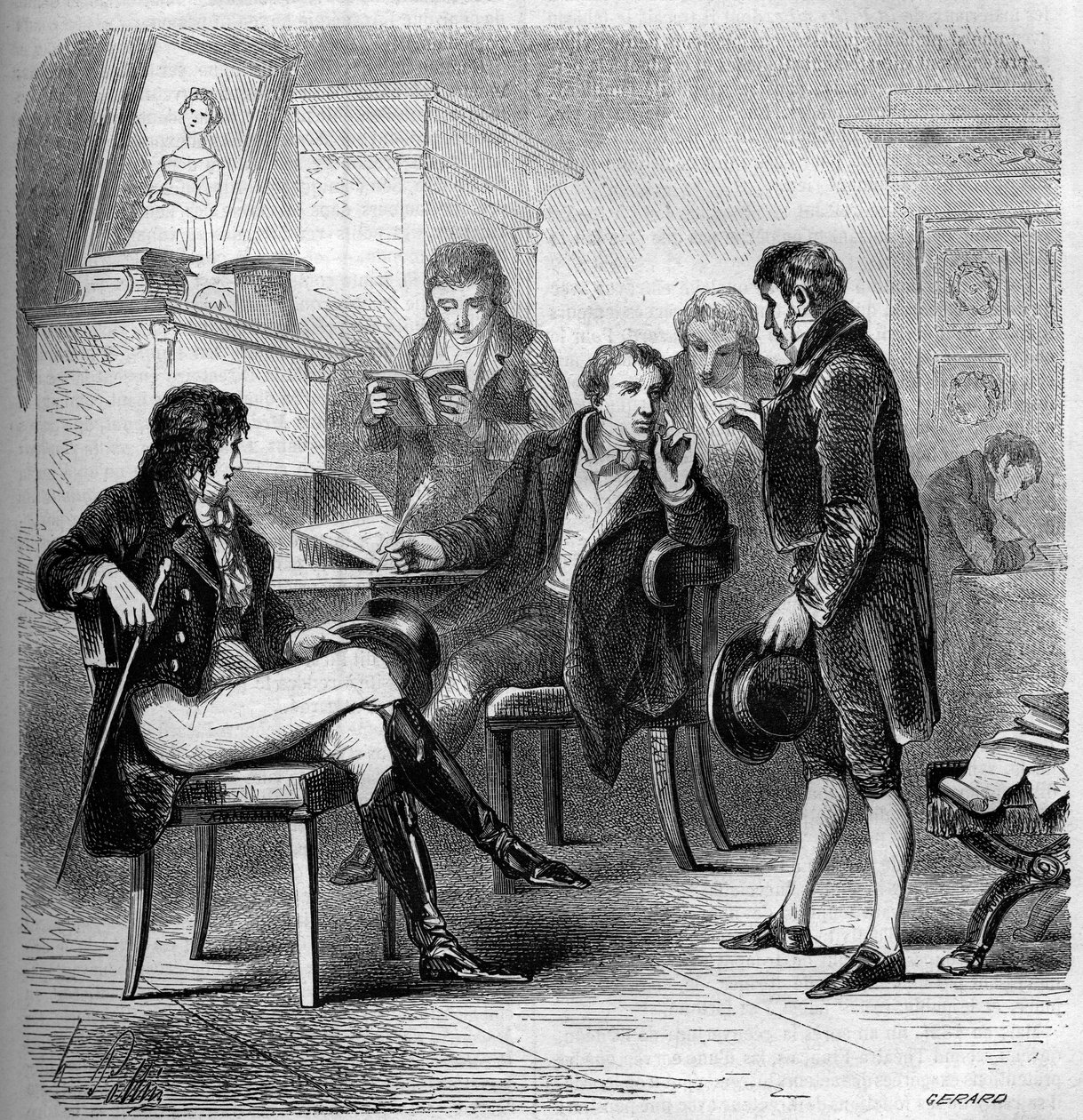 Louis Benoit (Louis-Benoit) Picard (1769-1828) ، كاتب وممثل كوميدي فرنسي ، ممثل في الاستوديو الخاص به. نقش من 1858. بواسطة المدرسة الفرنسية