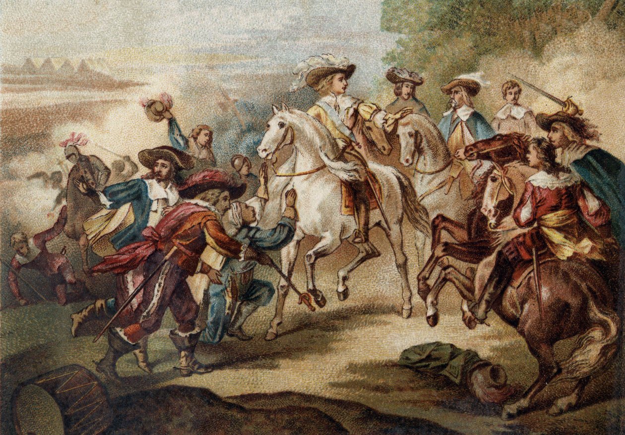 لويس الثاني ملك بوربون ، أمير كوندي (بوربون كوندي) (غراند كوندي) (1621-1686) إلى "روكروي" (روكروي). الطباعة الحجرية الملونة. بواسطة المدرسة الفرنسية