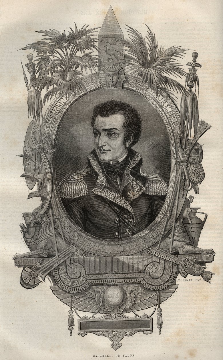لويس ماري ماكسيميليان دي كافاريلي دو فالجا (1756-1799) عام فرنسي أثناء الثورة الفرنسية - - نقش في الموسوعة الوطنية الجديدة لموريس لا شارست - 1870 - بواسطة المدرسة الفرنسية
