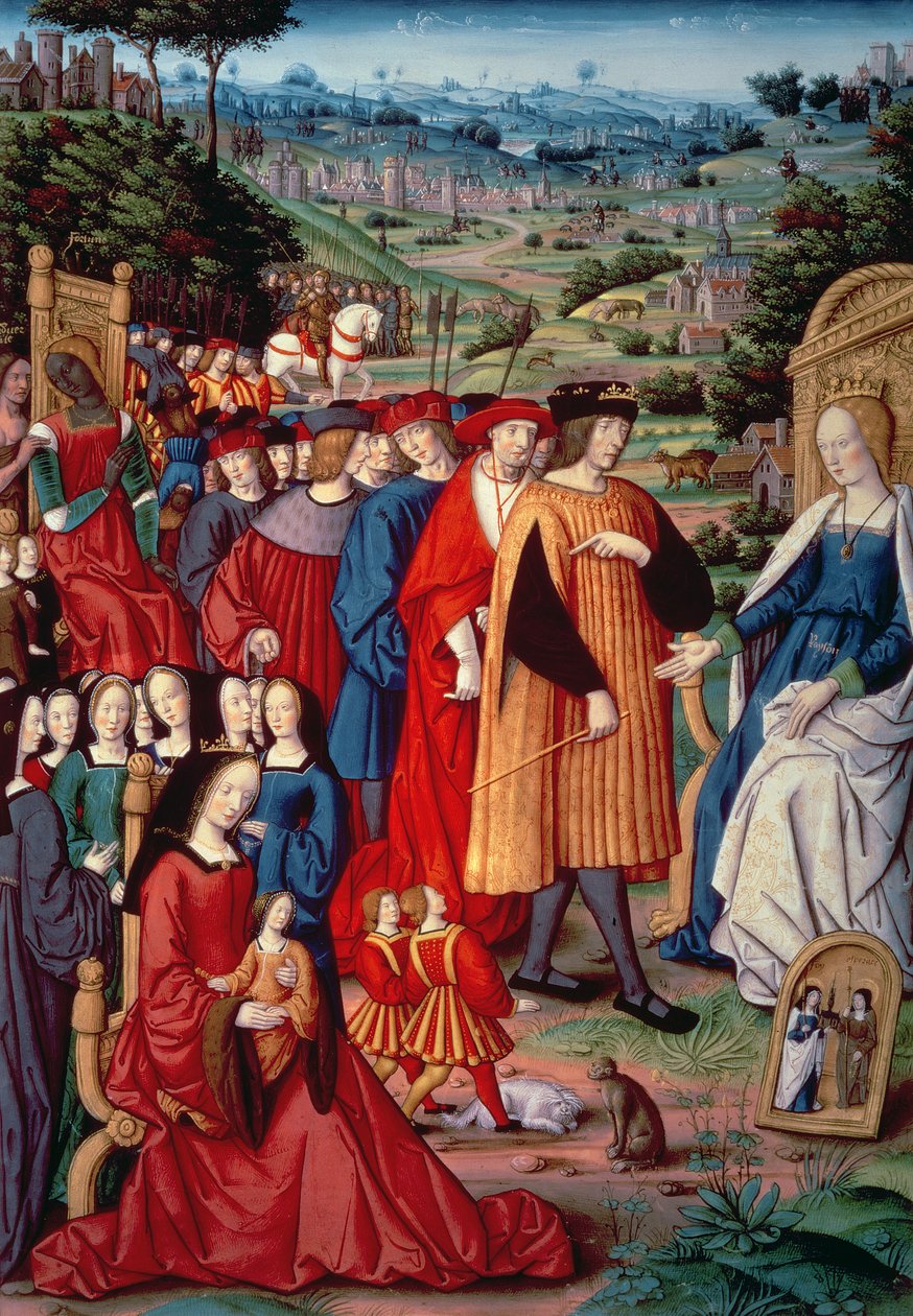 لويس الثاني عشر ، الكاردينال جورج أمبواز (1462-1515) ، آن بريتاني وكلود من فرنسا ، من العلاجات والثروات التي كتبها بترارك ، 1503 بواسطة المدرسة الفرنسية