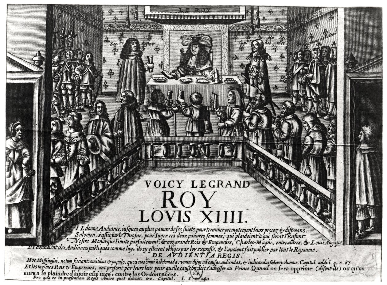 لويس الرابع عشر (1638-1715) إقامة العدل (xylograph) (صور من وزن الجسم) بواسطة المدرسة الفرنسية