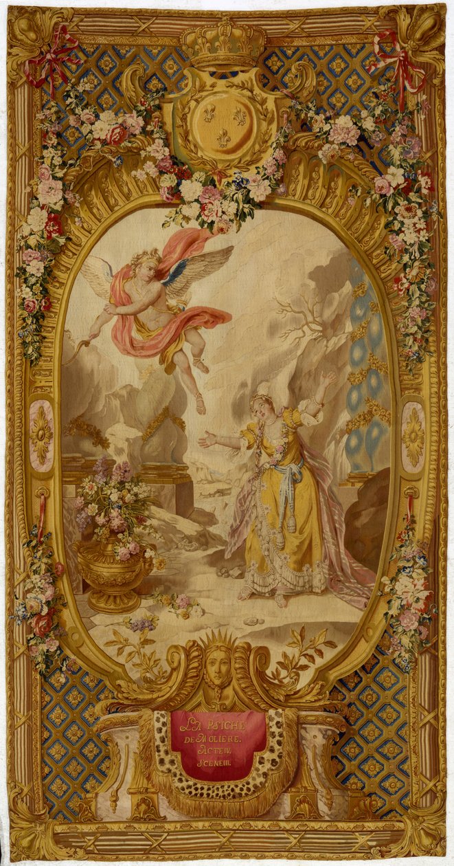 نسيج Louis XV Gobelins من مسلسل "Scenes d" Opera، de Tragedie et de Comedie "، من النسيج الثاني 1761-64 بواسطة المدرسة الفرنسية