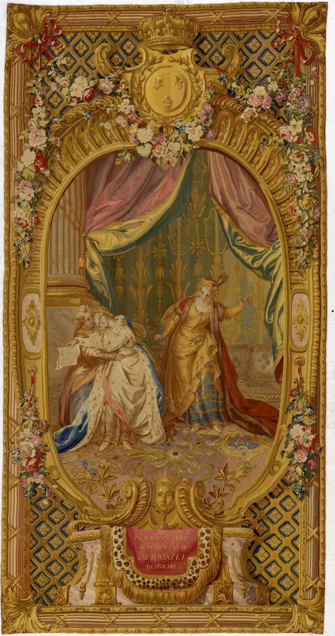 نسيج Louis XV Gobelins من سلسلة "Scenes d" Opera، de Tragedie et de Comedie "، من النسيج الثاني من 1761-1764 بواسطة المدرسة الفرنسية