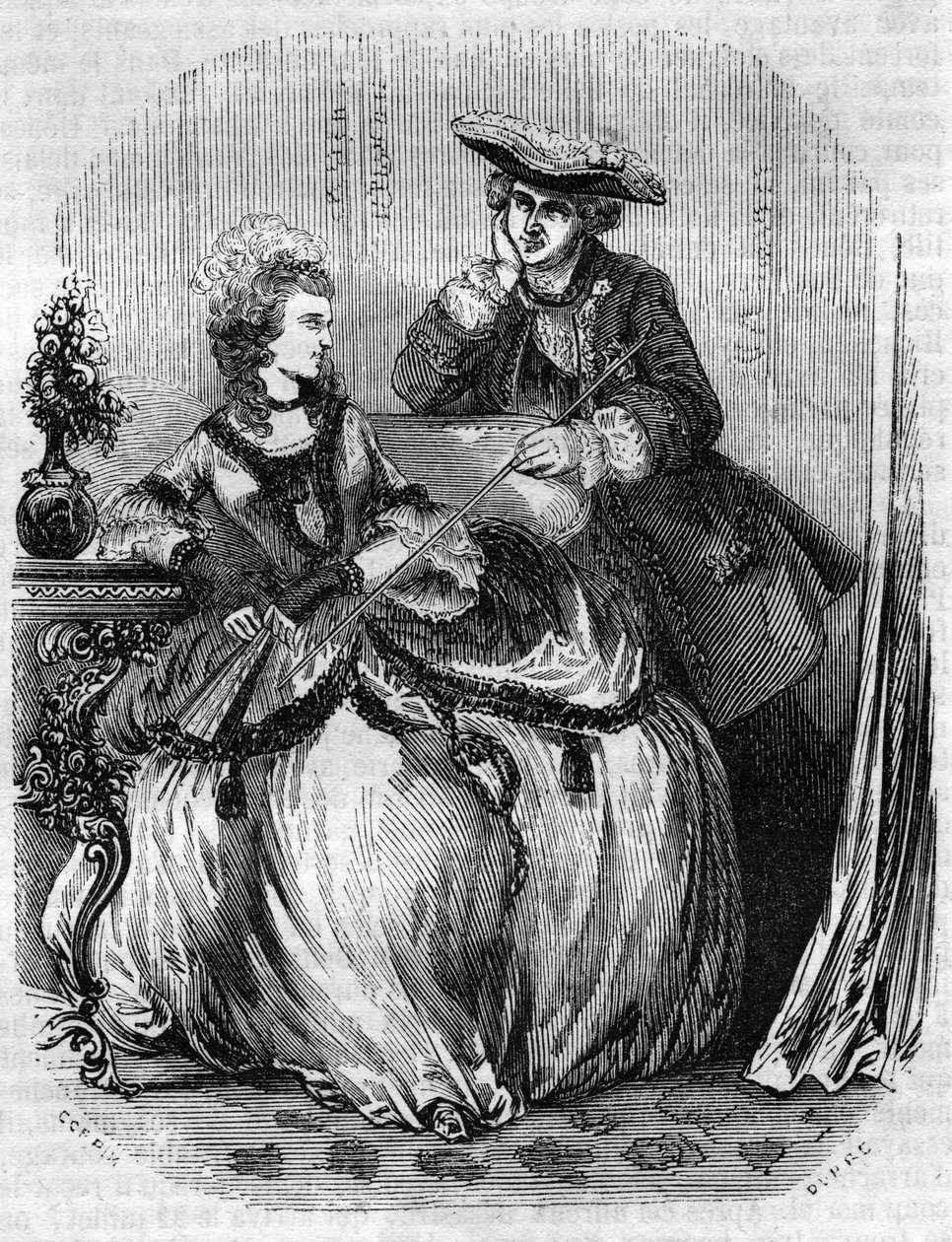 لويس الخامس عشر ومدام دي بومبادور ، جين أنطوانيت بواسون (1721-1764) (ماركيز دي بومبادور) - في "" تاريخ فرنسا "بقلم L.-P. Anquetil بواسطة المدرسة الفرنسية