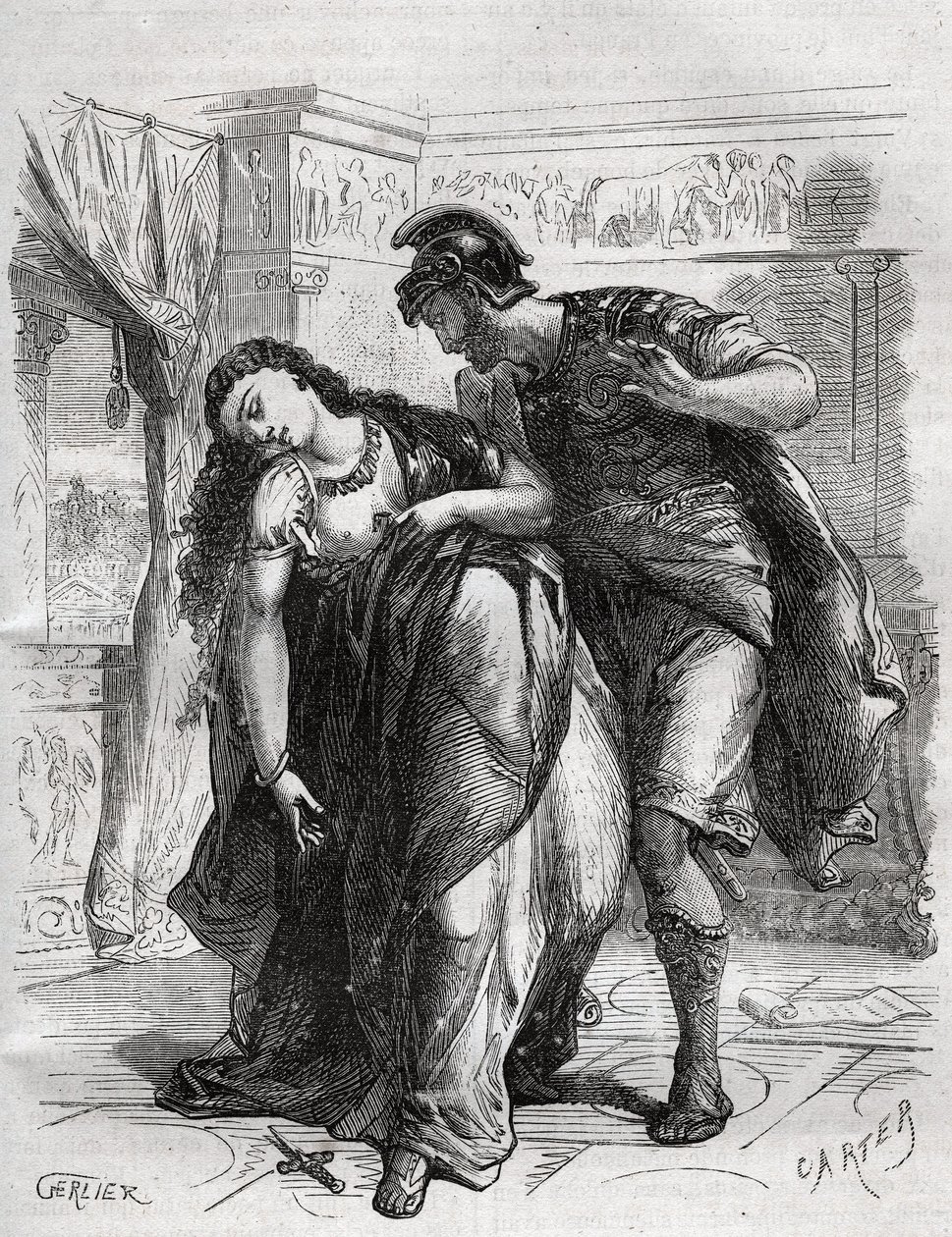 وفاة Lucrece: Lucrece (Lucrezia ، Lucretia ، سيدة رومانية من القرن السادس قبل الميلاد) كان ضحية للعنف من قبل ابن عمه Sextus Tarquin ، ابن Tarquin الرائع. انتحرت أمام زوجها Lucius Tarquinius Collatinus المعروف باسم Ta بواسطة المدرسة الفرنسية