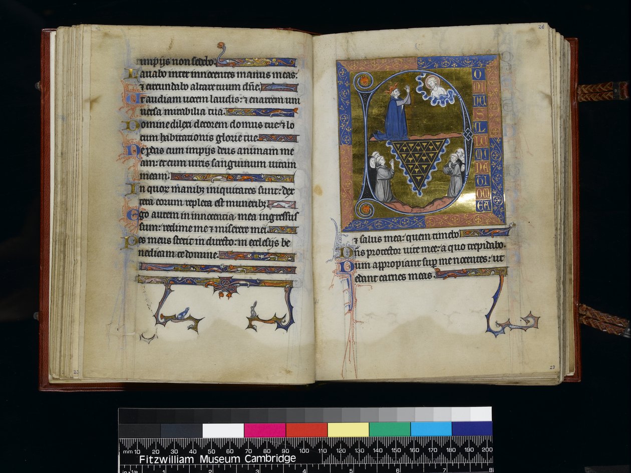 MS 300 f25v-26r ، ديفيد يصلي إلى الله ، من سفر المزامير وساعات إيزابيلا الفرنسية ، باريس ، حوالي 1265-70 بواسطة المدرسة الفرنسية