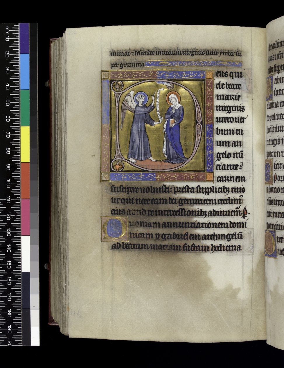 MS 300 f.274v ، يجمع وخطب ودروس البشارة ، من سفر المزامير وساعات إيزابيلا الفرنسية ، باريس ، حوالي 1265 - 70 بواسطة المدرسة الفرنسية