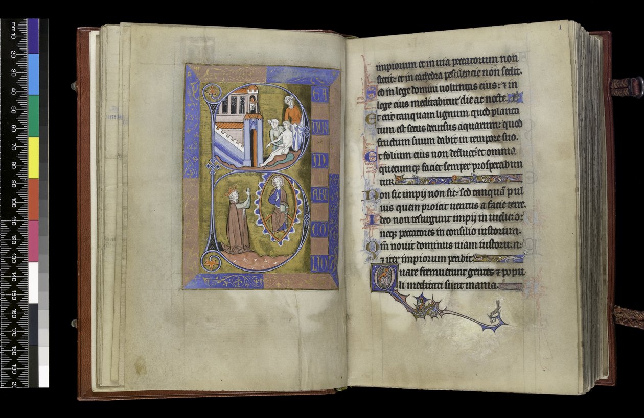 MS 300 f.XIII-1r ، من سفر المزامير وساعات إيزابيلا الفرنسية ، باريس ، حوالي 1265-70 (قلم حبر وحبر وتمبرا على ورق) بواسطة المدرسة الفرنسية