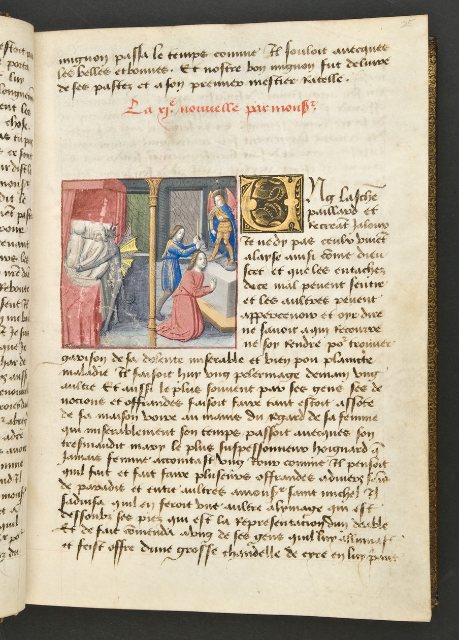 ^ MS Hunter 252 025r صفحة من Hundred News News ، c.1461-62 بواسطة المدرسة الفرنسية