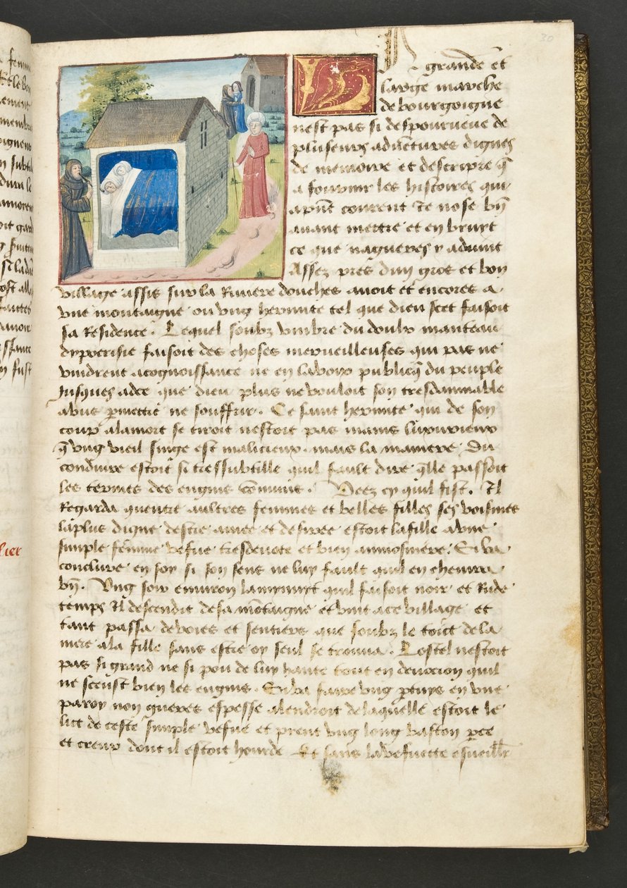 ^ MS Hunter 252 030r صفحة من Hundred News News ، c.1461-62 بواسطة المدرسة الفرنسية