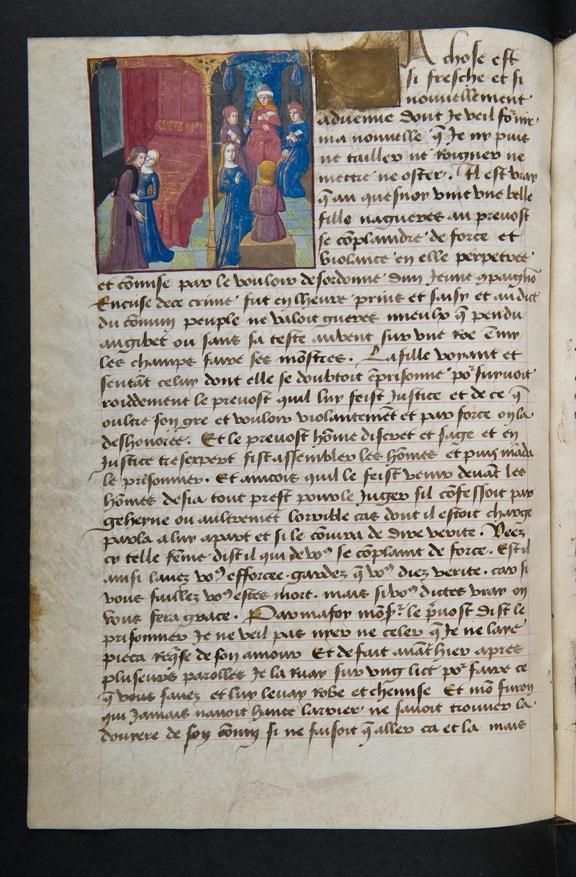 ^ MS Hunter 252 053v Page من Hundred News News ، c.1461-62 بواسطة المدرسة الفرنسية