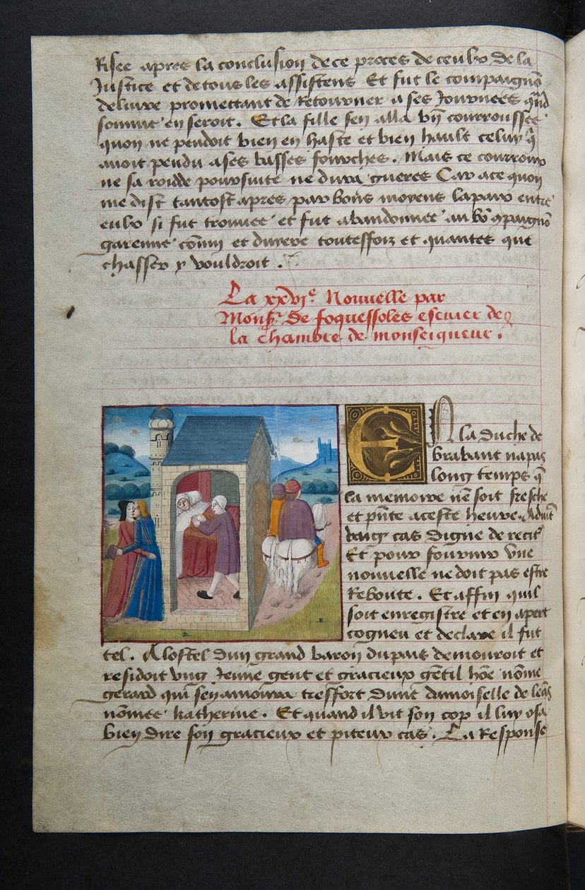 ^ MS Hunter 252 054v Page من Hundred News News ، c.1461-62 بواسطة المدرسة الفرنسية