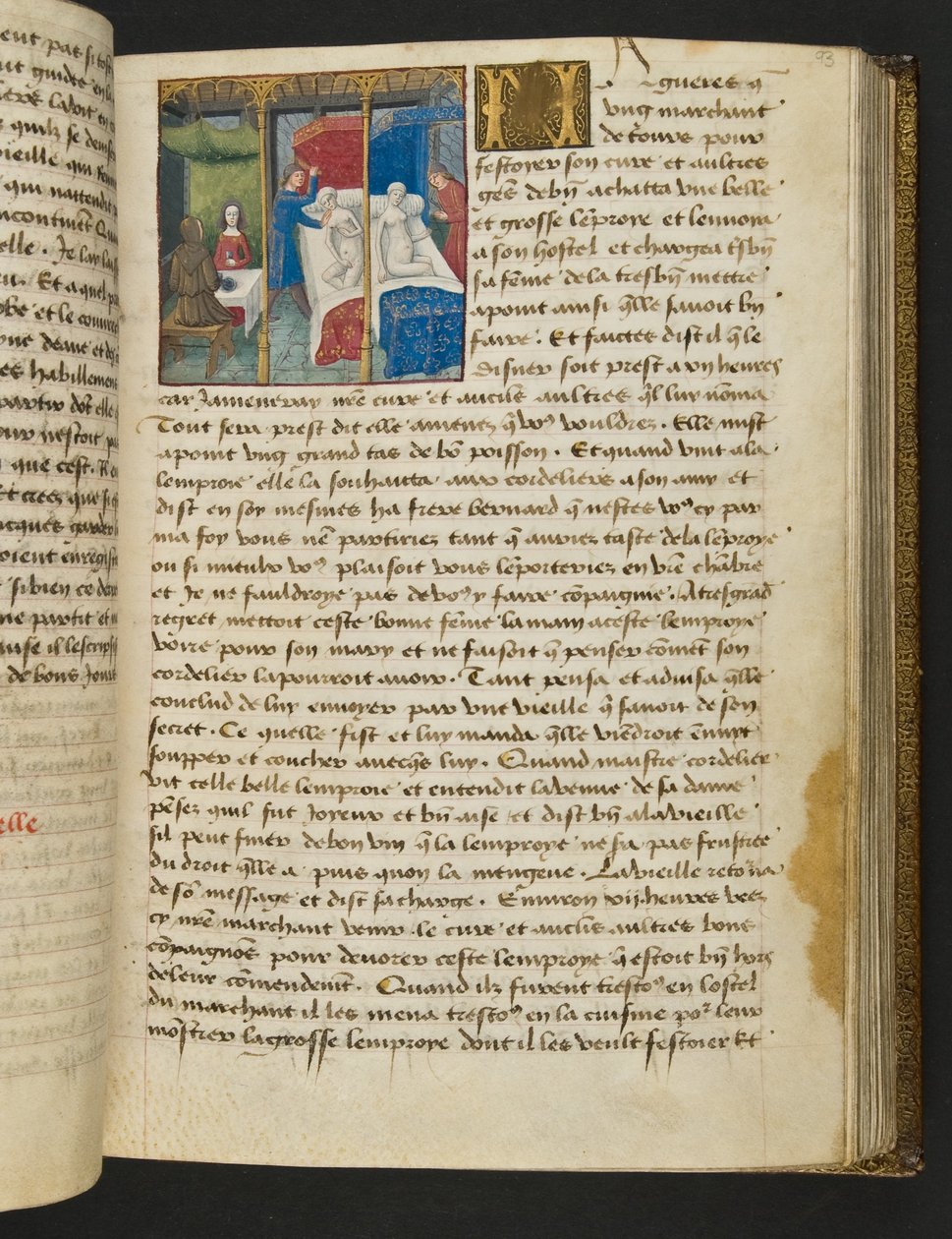 ^ MS Hunter 252 093r صفحة من Hundred News News ، c.1461-62 بواسطة المدرسة الفرنسية