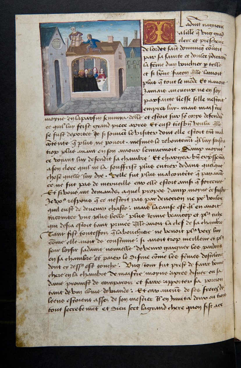 ^ MS Hunter 252 097v Page من Hundred News News ، c.1461-62 بواسطة المدرسة الفرنسية