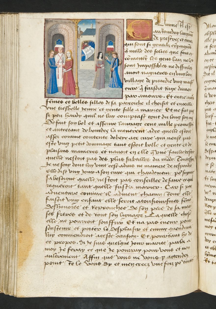 ^ MS Hunter 252105v صفحة من Hundred News News ، c.1461-62 بواسطة المدرسة الفرنسية